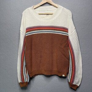 Rip Curl Womens Boho Striped Knit Sweater M Multicolor Cotton Blend